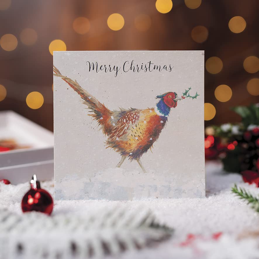 Wrendale Designs by Hannah Dale - Christmas Colours - Luxury Christmas Card Set - Pack of 8
