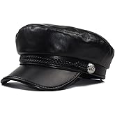 Nanwansu Women Fiddler Cap Newsboy Hat PU Leather Visor Beret Cap