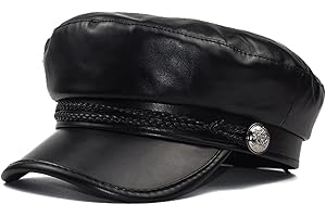 Nanwansu Women Fiddler Cap Newsboy Hat PU Leather Visor Beret Cap