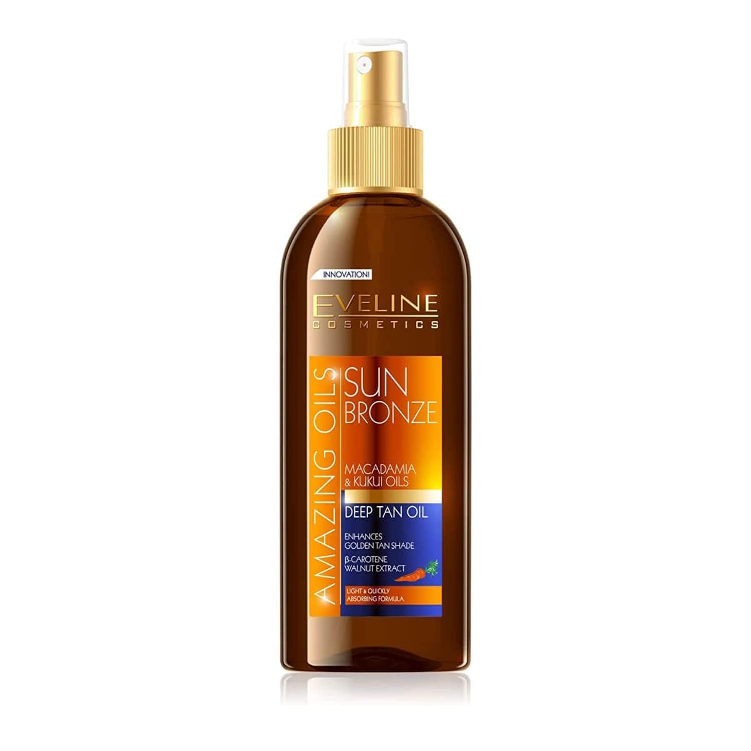 Eveline Cosmetics Oil, Sun Bronze Deep Tan, 150ml, For Female, Moisturizing, Nourishing, With Carrot Extract