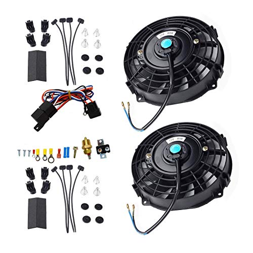 2-Pack 12 Inch Slim Electric Radiator Cooling Fans - 12V Push/Pull Universal Kit