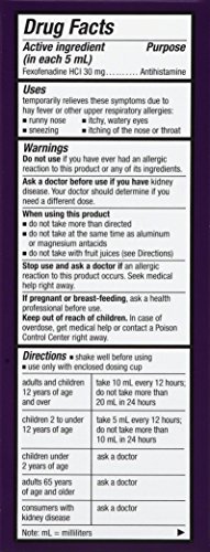 ALLEGRA CHILDREN’S 12-HOUR ALLERGY RELIEF LIQUID, NON-DROWSY INDOOR AND OUTDOOR ALLERGY MEDICINE, 30 MG FEXOFENADINE HCI ANTIHISTAMINE FOR KIDS, BERRY FLAVOR, 4 OZ
