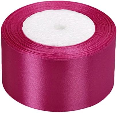 Vsolucky Satin Ribbon 50mm Width 25Yards Wedding Birthday Party Favors Art Crafts Sewing Gift Wrapping Decor (Fuchsia)