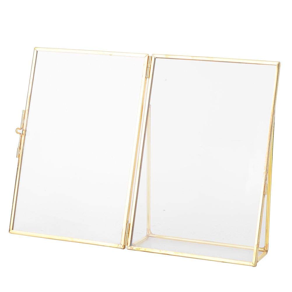 Wifehelper Brass Retro Glass Metal Office Photo Frame, Copper Strip, Metal Picture Frame (15.3 x 20.3 cm)