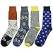 SUTTOS Elite Men's Fashion Pattern Fun Colorful Cotton Casual Dress Socks,4 Pairs with Gift Box - Multicoloured - One size