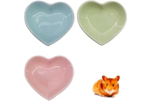 DACUAN 3 Pcs Hamster Ceramic Food Bowl, Turning Food Water Dish for Hamster Gerbil Hedgehog Rat Rodent, (Green and Pink+Blue)