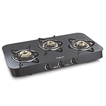 Sunflame Crystal CURVE Toughened Glass Cooktop 3 Burner