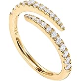 PAVOI 14K Gold Plated Cubic Zirconia Open Twist Eternity Band for Women