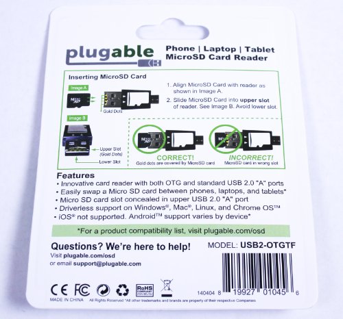 image for Plugable USB MicroSD Card Reader for Phone, Laptop, and Tablet Compute