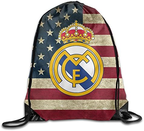 Real Madrid Logo Drawstring Bag, Drawstring Backpack, Sport Bag, Gymsack, Sackpack, Shoulder Bags For Men Women Teenager Juvenile Adolescent, Size: 17 Inch X 14 Inch