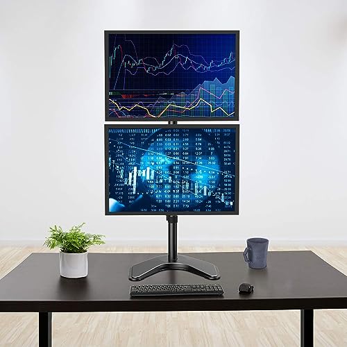 HUANUO Dual Monitor Stand,Vertical Stack Screen FreeStanding Holder