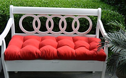 Resort Spa Home Decor Solid Red Tufted Cushion for Bench, Swing, Glider Indoor/Outdoor - Choose/Select Size (43" x 18")