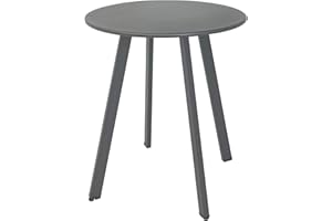 Meluvici Outdoor Side Table, Weather Resistant Patio Small Outdoor Indoor Round Metal Steel Small Side Table, Waterproof End Table for Garden Balcony Yard, Grey