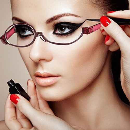 Adjustable lens cosmetic use of eyeglasses eyeglasses makeup reading glasses enlarged folding makeup reading glasses women (2.5, Red,)