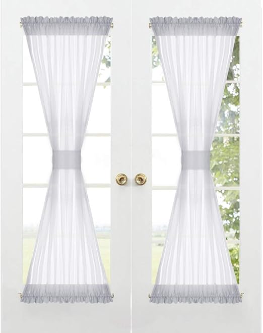 Amazon Com Sheer Sidelight Curtains French Door Rod Pocket Morden Window Curtain Shades For Bathroom Dining Living Room Farmhouse Kitchen 1 Tieback 1 Pc 60 Inch Width X 72 Inch Length Each Dove Grey