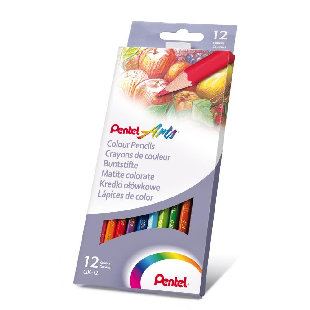 Pentel Arts Colour pencils, Assorted colours, 1 pack of 12 pencils