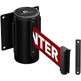 Crowd Control Warehouse - CCW Series WMB-125 Fixed Wall Mount Retractable Belt Barrier - 11 Foot with Black Steel Case (Red"Caution: DO NOT Enter" Belt