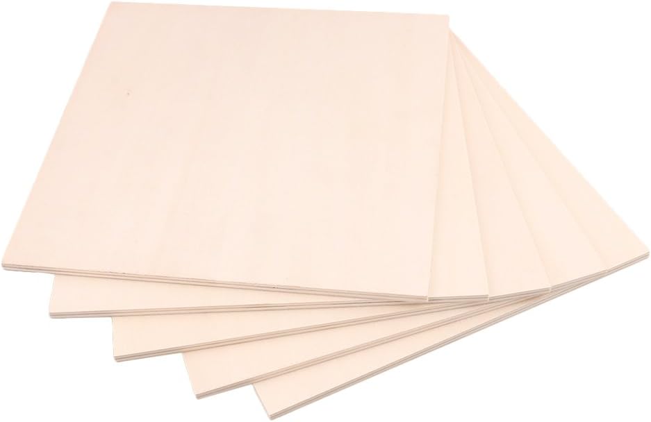 5PCS 7.9inch Unfinished Square Board Blank Unpainted Wood Sheets Slices for DIY Craft Modeling
