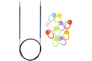 Knitter's Pride Zing Knitting Needles Circular 24 inch Size US 6 (4mm) Bundle with 10 Artsiga Crafts Stitch Markers 140099