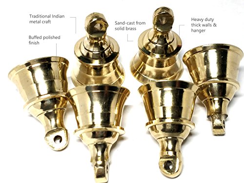 AzKrafts Decorative Indian Brass Bells Heavy Duty Solid Brass 1.6 inch, 2 inch, 2.3 inch and 2.6 inch Bells (1.6 inch, 6 pack) - Thumbnail 2