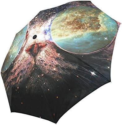 Funny Cool Sunglasses Galaxy Space Hipster Cat Auto Open &amp; Close Travel Umbrella Men and Woman Folding Umbrella Best funny gift