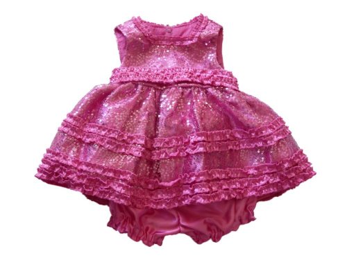 American Princess Infant Girls Sparkly Pink Satin Sequin Party Dress