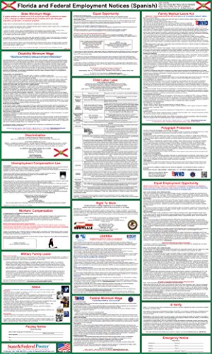 2017 (SPANISH) Florida State and Federal Labor Law Poster - Laminated 24