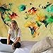 Sunm Boutique Retro Watercolor World Map Tapestry Colorful Map Tapestry Wall Hanging Bedroom Living Room Dorm Home Decor Tapestry(59.1 x 51.2 Inch, Multi)