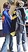 SPESS Superhero Capes Kids Dress Birthday Party Cartoon Costume Set for Boys and Girls 4 Set with Marks and Bags (Reversible)