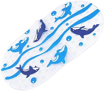 FEIDOL Non Slip Baby Bath Mat with Suction Cups for Tub, Shower, Mildew Resistant, Natural PVC, 27 x 15 Inch Cute Pattern Design, Bathtub Mat for Kids (Dolphin)