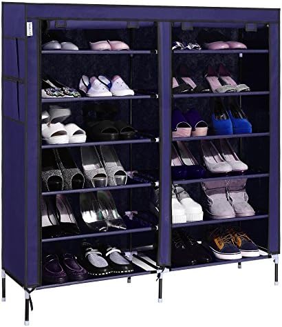 afferty 6 Layer 12 Grid Portable Shoe Rack Shelf Storage Organizer Cabinet for 30 Pairs Shoes(US STOCK)
