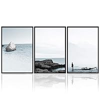 3 Piece Framed Canvas Wall Art Seascape Canvas Prints Home Artwork Decoration for Living Room,Bedroom - 16