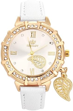 Ladies Leather Watches, New Women Quartz Wrist Leaves Tower Rhinestone Pendant Wrist Watch Jewelry Set Female Watches Sale Clearance Round Dial Case Student Watch Gift
