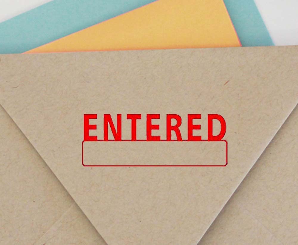 Entered Self Inking Rubber Stamp Red Ink Office Stamp Custom Colop Stamper