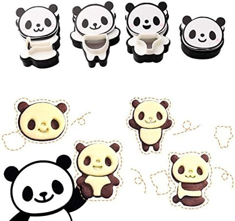 BakeRock 4 Adorable Panda Bear Cookie Plunger Cutter Sugarcraft Biscuit Baking Cake Fondant Decorating Mold Homemade DIY Tools Mould
