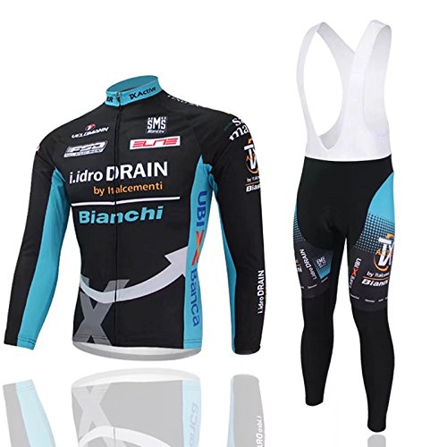 Menâ€™s Long Sleeve Cycling Suit Jersey Breathable Quick Dry Bicycle Riding Mountain Biking Clothes Set Sportswear 3D Cushion Padded Compression Pants(Black Blue XL)