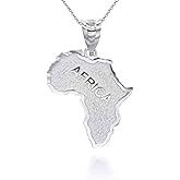 Claddagh Gold High Polish .925 Sterling Silver Map of Africa Country Pendant Necklace Choice of Pendant Only or Necklace Chain Length