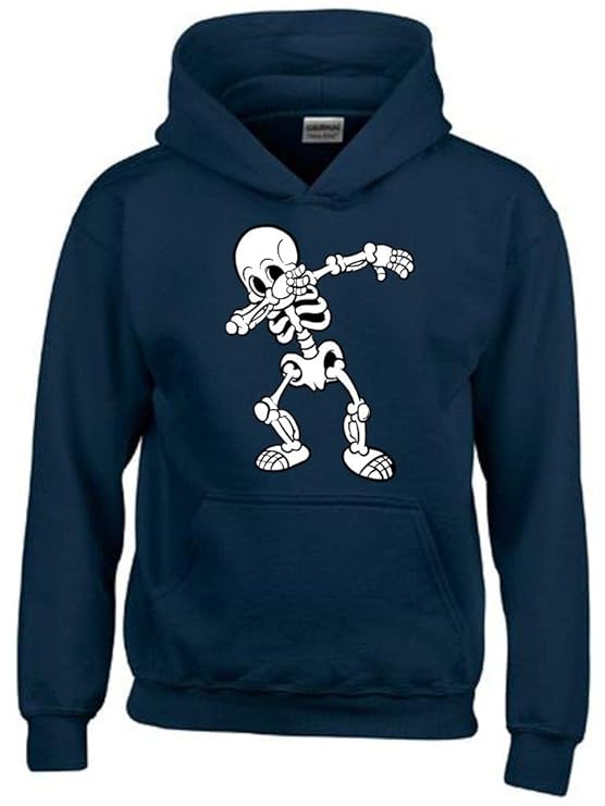 Dabbing Skelett schwarz oder dunkelblau Hoodie Sweatshirt mit Kapuze oder T-Shirt Gr. 116 128 140 152 164 cm