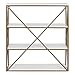 Kate and Laurel Ascencio 4-Layer Modern Luxe Wooden Wall Shelves with Matte Gold Metal Frame and White Display Boards, 22x6x24.25