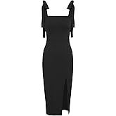 CIDER Women Tie Shoulder Dress Wedding Guest Dresses Sleeveless Split Elegant Dress
