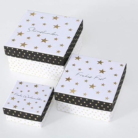 Frasi Natale Tedesco.Paper Collection Casa Arredamento Accessori Decorativi Organizzazione Contenitori Set Da 3 Scatole Quadrate In Cartone Dimensioni Varie Motivo Stelle Frasi Di Natale In Tedesco Amazon It Casa E Cucina