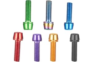 6-Pack Titanium-Plated Stainless Steel Bicycle Stem Screws, M5 x 18mm, for Mountain & Road Bikes, Red/Purple/Green/Blue/Black