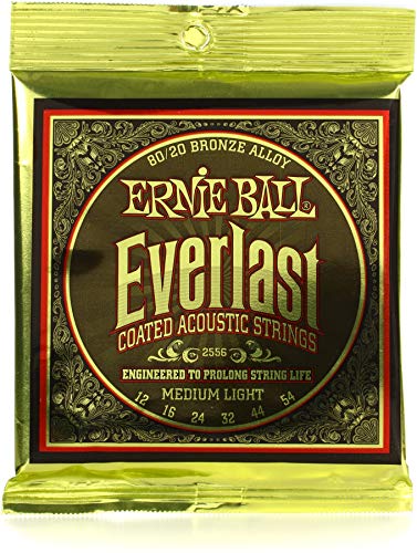 Ernie Ball Everlast Medium Light Coated 80/20 Bronze Acoustic Guitar Strings - 12-54 Gauge