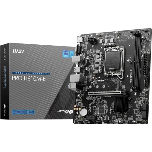 MSI PRO H610M-E Motherboard, Micro-ATX - Unterstützt Intel Core Prozessoren der 12. und 13. Generation, LGA 1700 - DDR5 Memory Boost 5600MHz/MAX, PCIe