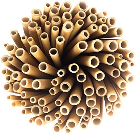 100 Reusable Bamboo Straws by Bali Boo - Zero Waste Cocktail Smoothie Straw in Bulk for Hotel, Restaurant, Bar, Birthday, Wedding, Kids Party - Durable Dishwasher Safe - Plastic Free Hand Made in Bali