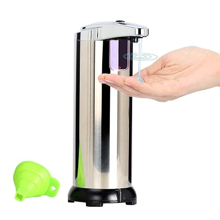 Queta Seifenspender Automatisch, Edelstahl Seifenspender, elektrischer Seifenspender mit EIN Silikontrichter, Infrarot Seifen