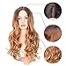 AISI QUEENS Long Curly Wavy Wigs for Women Ombre Brown Wigs Heat Resistant Synthetic Wig Natural Looking Party Wigs