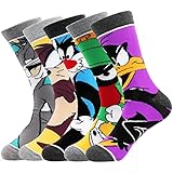 Men's Novelty Crazy Pattern Cotton Crew Socks Multi-Pack - Funny Fashion Dress Socks