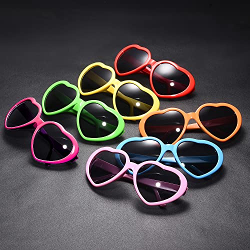 Pibupibu 7/14 Pack Heart Sunglasses Bulk Neon Colors Party Favor