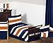 Sweet Jojo Designs Navy Blue, Orange and White Window Treatment Panels for Stripe Collection - Set of 2